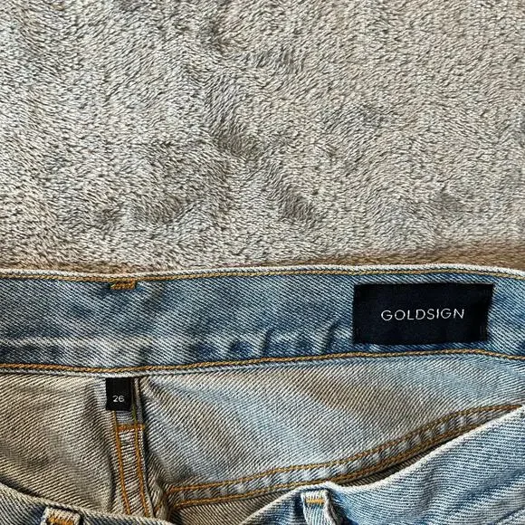 GOLDSIGN Low Slung Crop Jeans‎ Marled Blue Light Wash Button Fly Size 26 Cotton - Picture 10 of 10